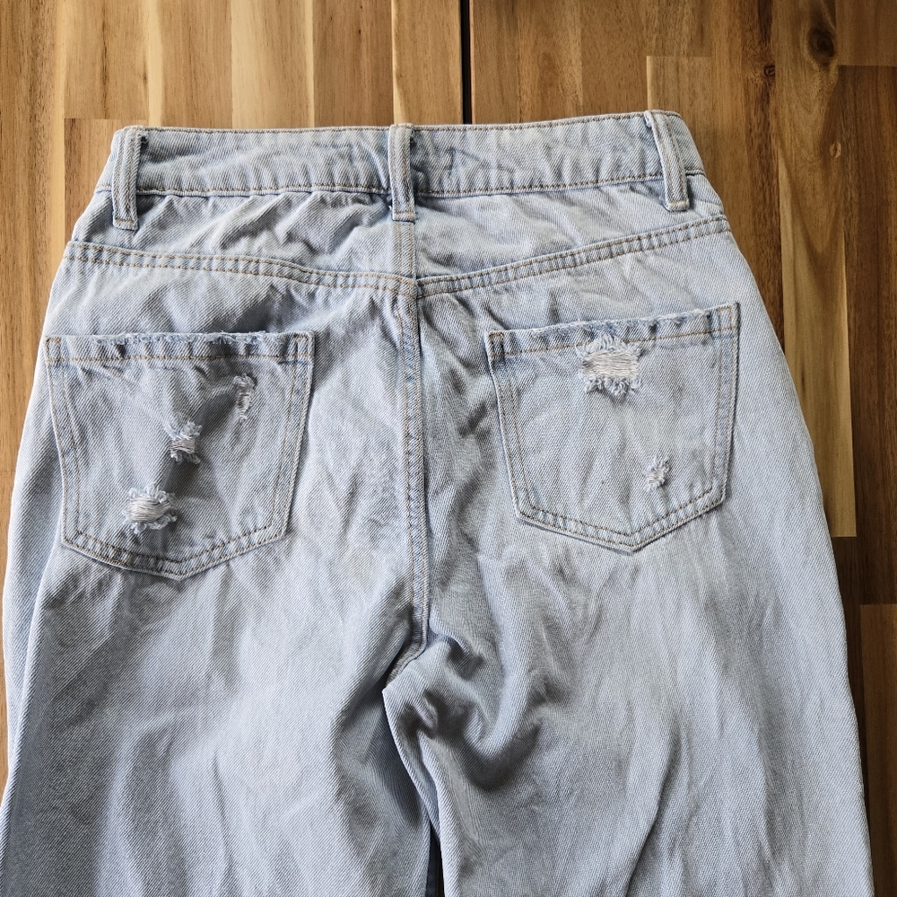 Denim & Co. Women's Ripped Wide Leg Light Blue Jeans Distressed Pockets Size 2 - Picture 10 of 14
